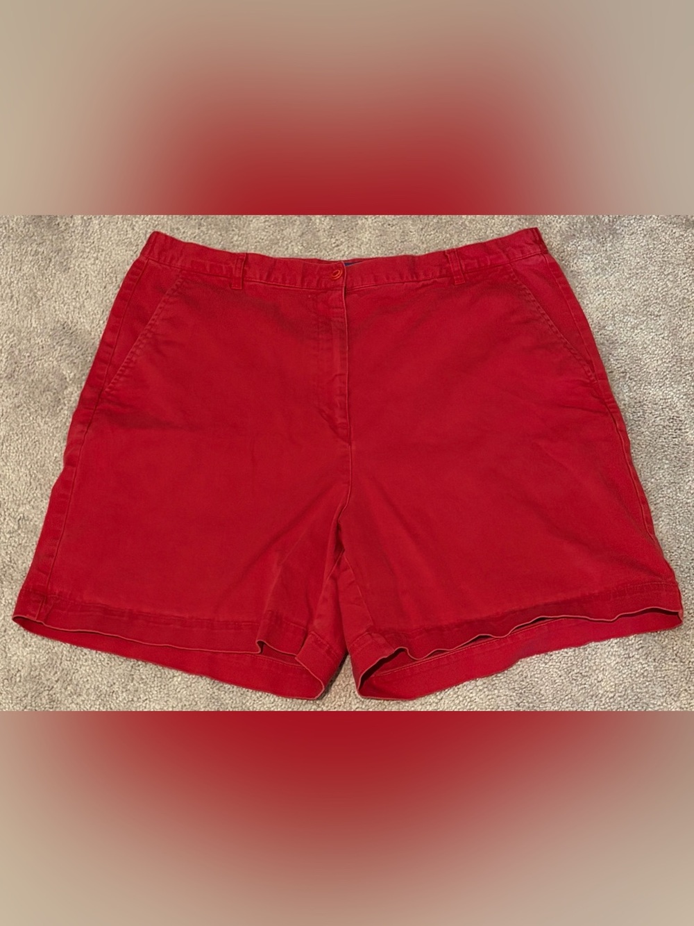 Karen Scott Sport Womens Red Chino Shorts Size 14 Measured 33x6